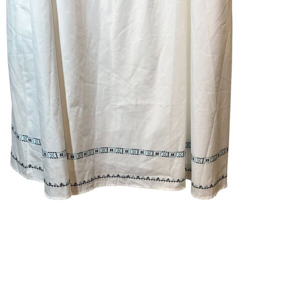 Boho Chic White & Blue Embroidered Midi Dress With Tassels 3/4 Sleeves sz 26 NWT - Picture 4 of 7